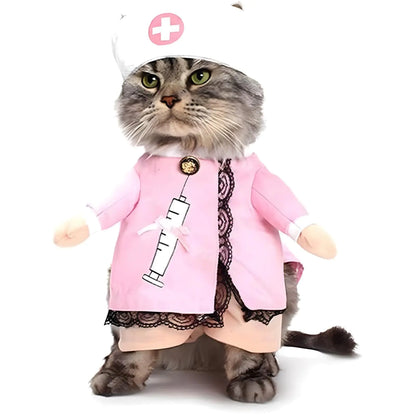 NACOCO Dog Cat Nurse Costume Pet Nurse Clothing Halloween Jeans Outfit Apparel (L)
