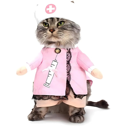 NACOCO Dog Cat Nurse Costume Pet Nurse Clothing Halloween Jeans Outfit Apparel (L)